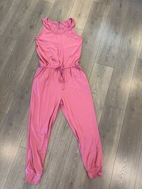NWOT Women's Pink Sleeveless Jumpsuit with Drawstring Waist